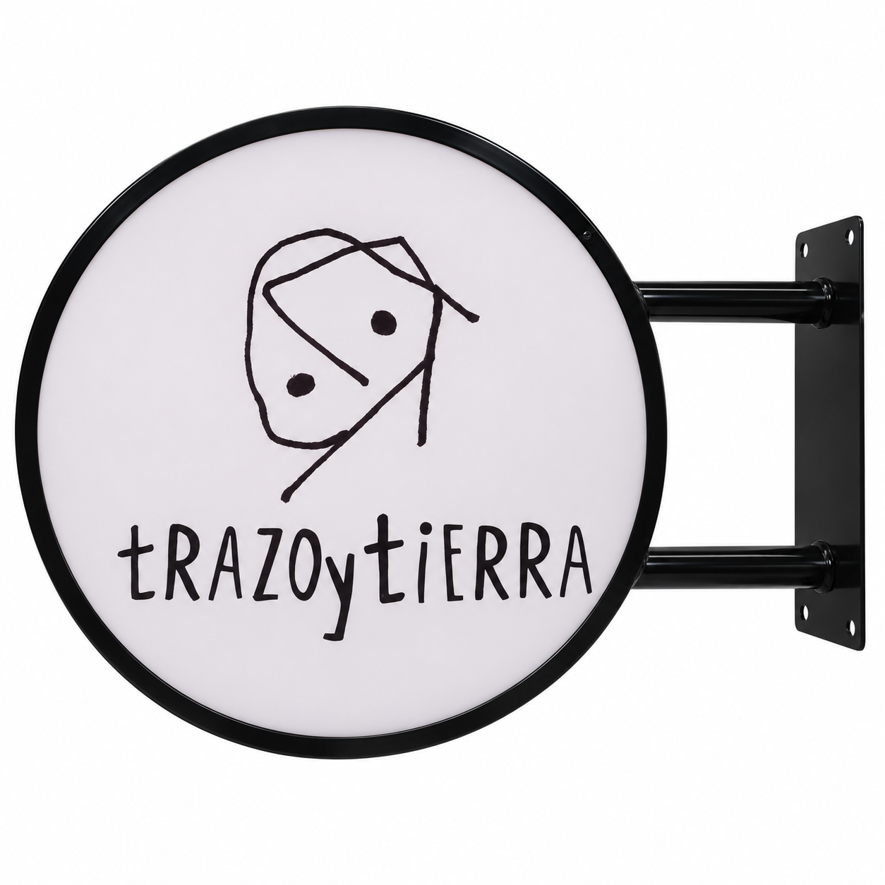 Trazo y Tierra round sign — finished product on white
