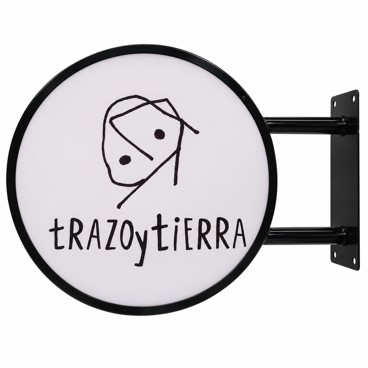 Trazo y Tierra round sign — finished product on white