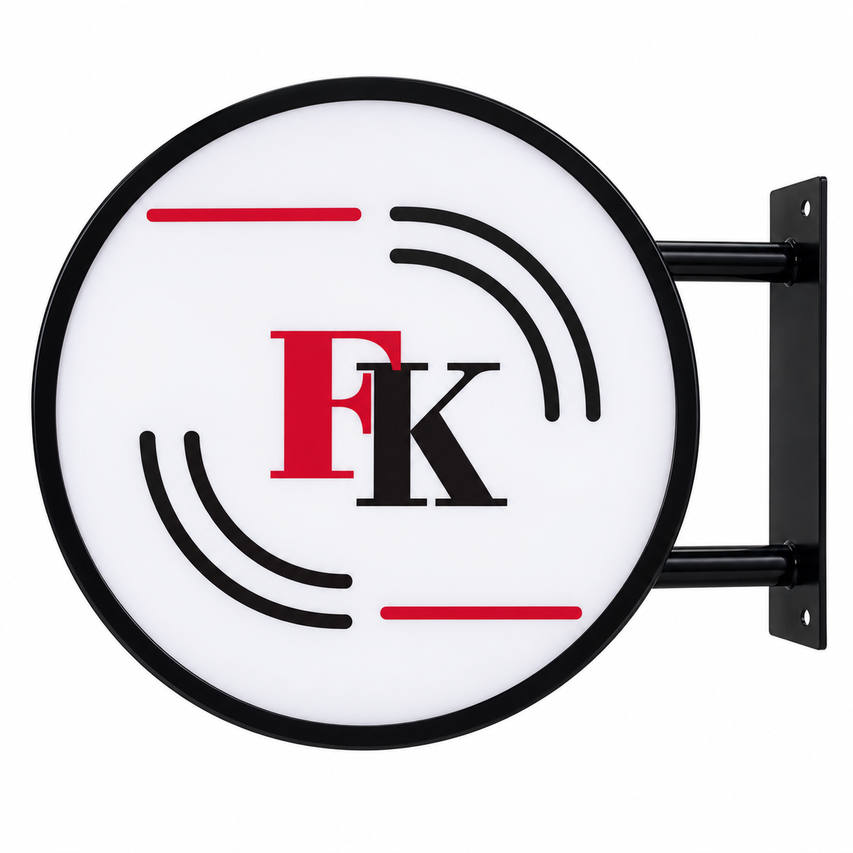 Fahrschule Kracheel round sign — finished product on white