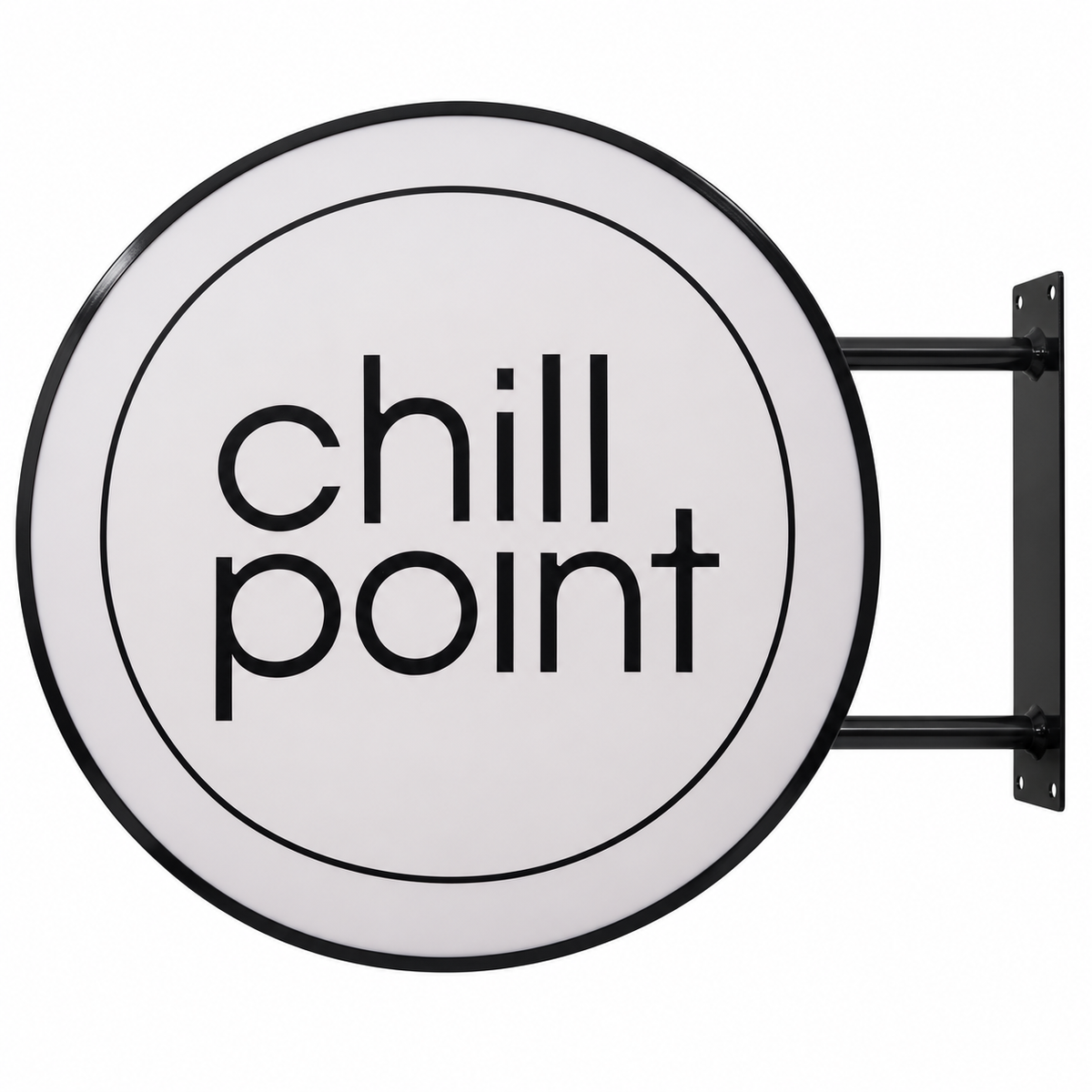 chill point round sign — finished product on white