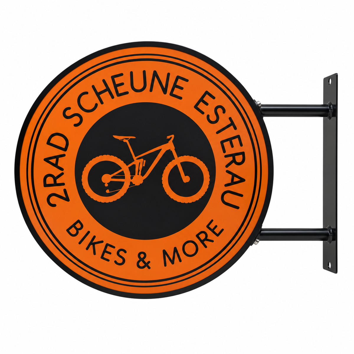 2RadScheune Esterau round sign — finished product on white