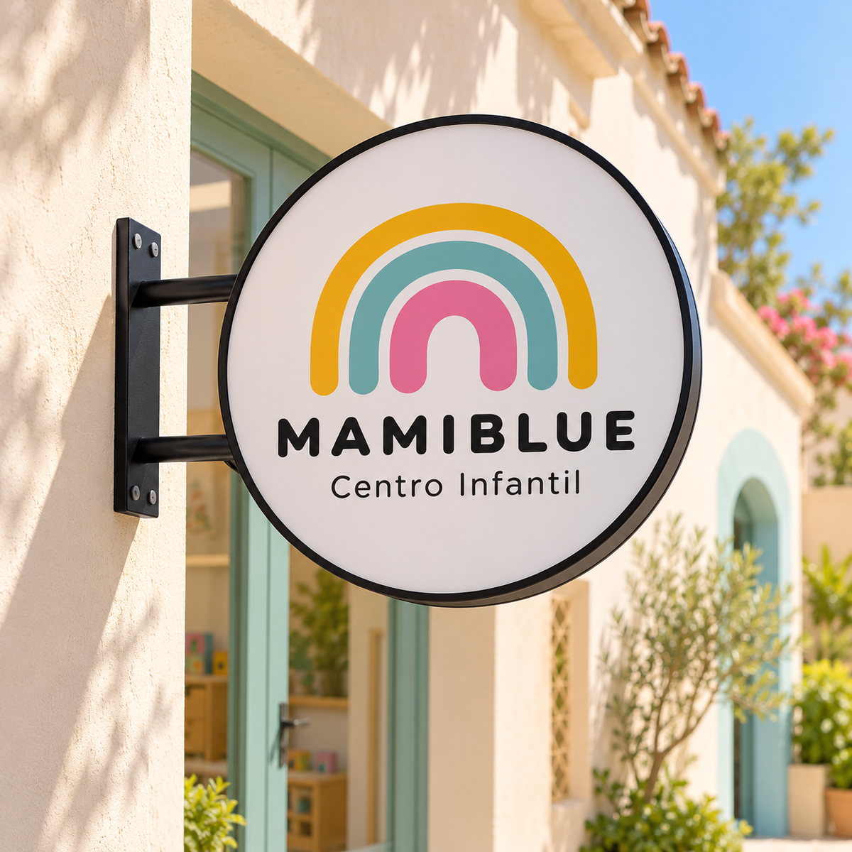 Mamiblue Centro Infantil custom LED sign in an illustrative lifestyle setting