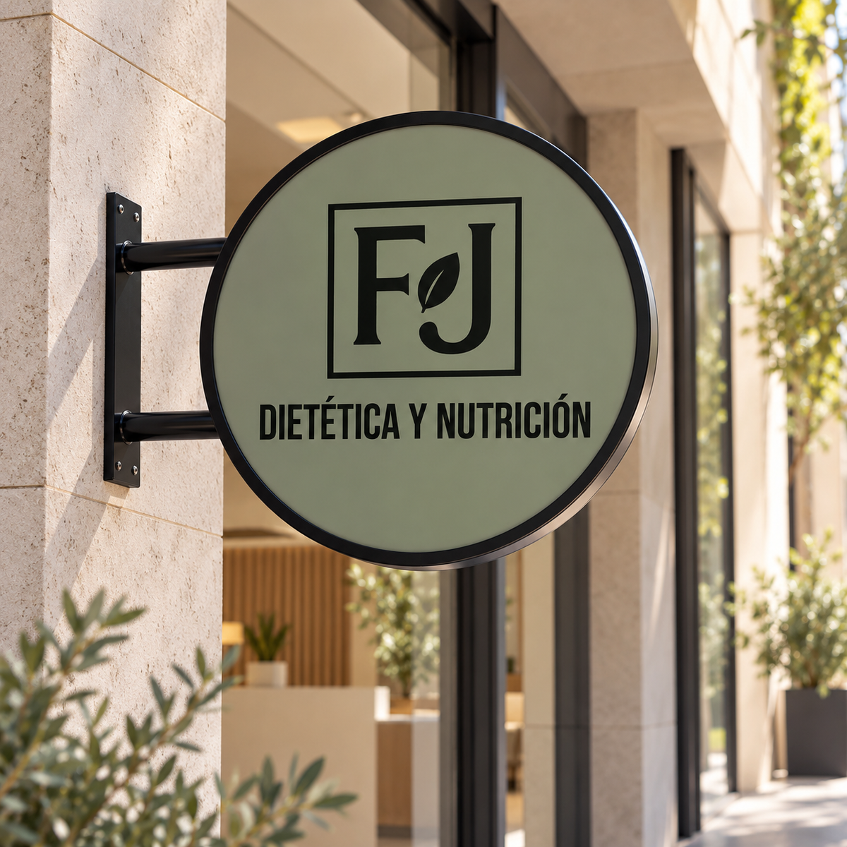 FJ Dietética y Nutrición custom LED sign in an illustrative lifestyle setting