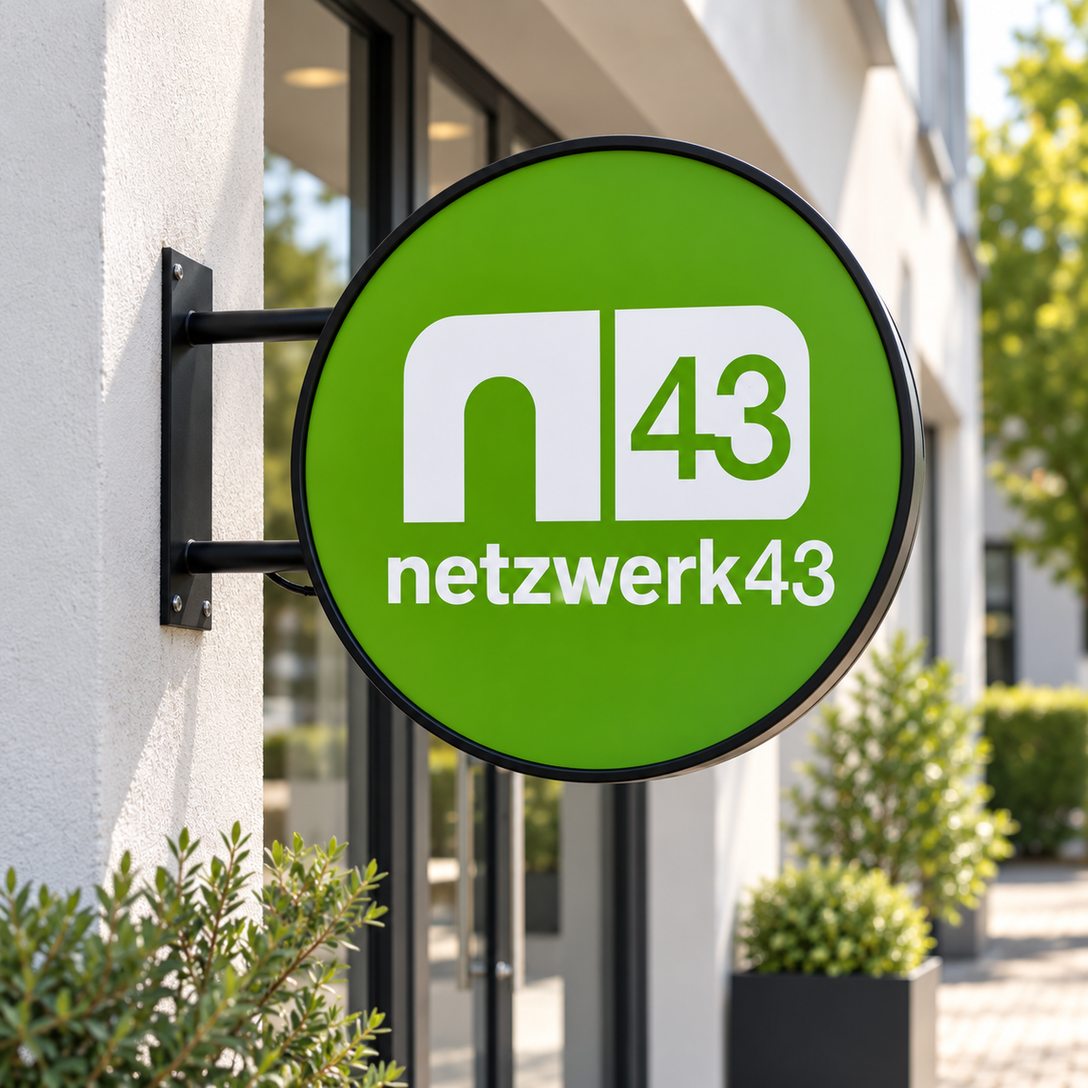 Netzwerk43 custom LED sign in an illustrative lifestyle setting