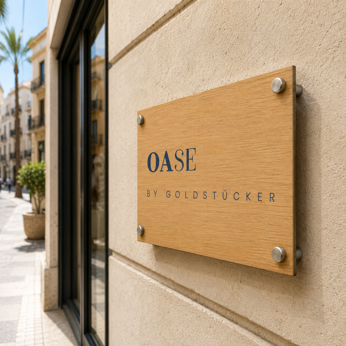 Wood Effect Aluminium Business Sign for Healthcare Consulting Brand | Alicante, Spain