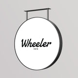 Rótulo luminoso LED redondo para exterior / Aluminio y acrílico / Ø100 cm / Negro / Gráfico incluido