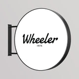 Rótulo luminoso LED redondo para exterior / Aluminio y acrílico / Ø100 cm / Negro / Gráfico incluido