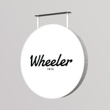 Rótulo luminoso LED redondo para exterior / Aluminio y acrílico / Ø100 cm / Blanco / Gráfico incluido