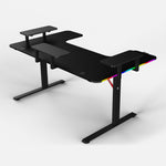 160 Workstation Desk | Carbon Fibre Finish, LED Lighting | B2B Pricing Gaming Desk - Wheeler Display