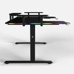 160 Workstation Desk | Carbon Fibre Finish, LED Lighting | B2B Pricing Gaming Desk - Wheeler Display