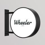 Rótulo luminoso LED redondo para exterior / Aluminio y acrílico / Ø40 cm / Negro / Gráfico incluido