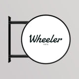 Rótulo luminoso LED redondo para exterior / Aluminio y acrílico / Ø40 cm / Negro / Gráfico incluido