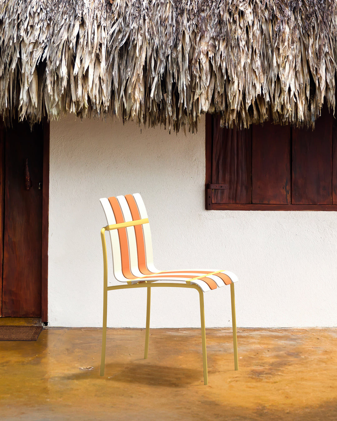 Ondara Outdoor Chair (Citrus Orange, Yellow & White) – Modern Boho Patio Chair Chair - Marcel Olsen