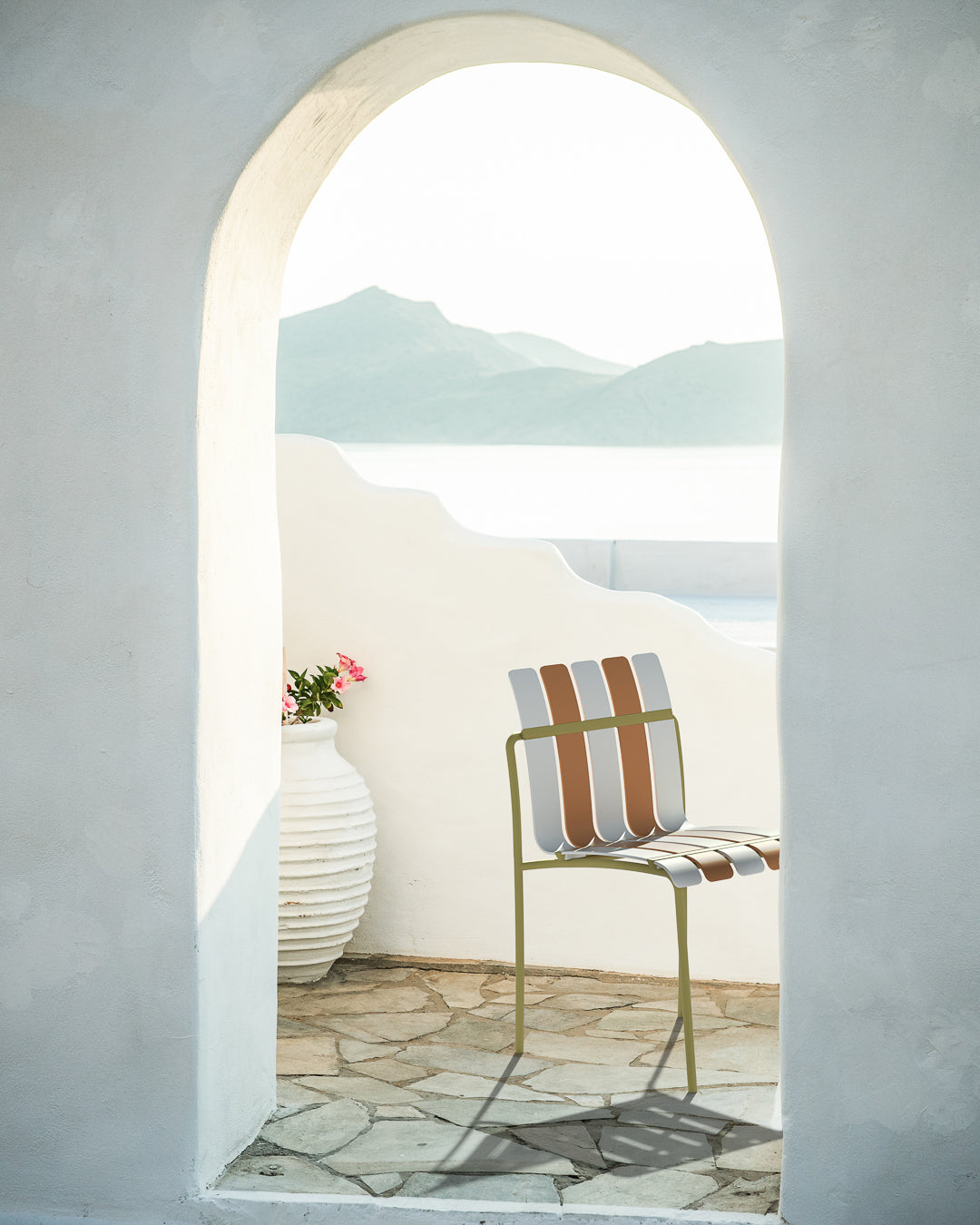 Ondara Outdoor Chair (Citrus Orange, Yellow & White) – Modern Boho Patio Chair Chair - Marcel Olsen