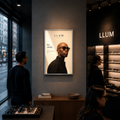 Professional LED lightbox – Silver / A2 L (60 × 43 cm) displaying printed artwork in a commercial interior