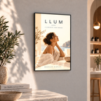 Professional LED lightbox – Black / A3 M (43 × 31 cm) displaying printed artwork in a commercial interior