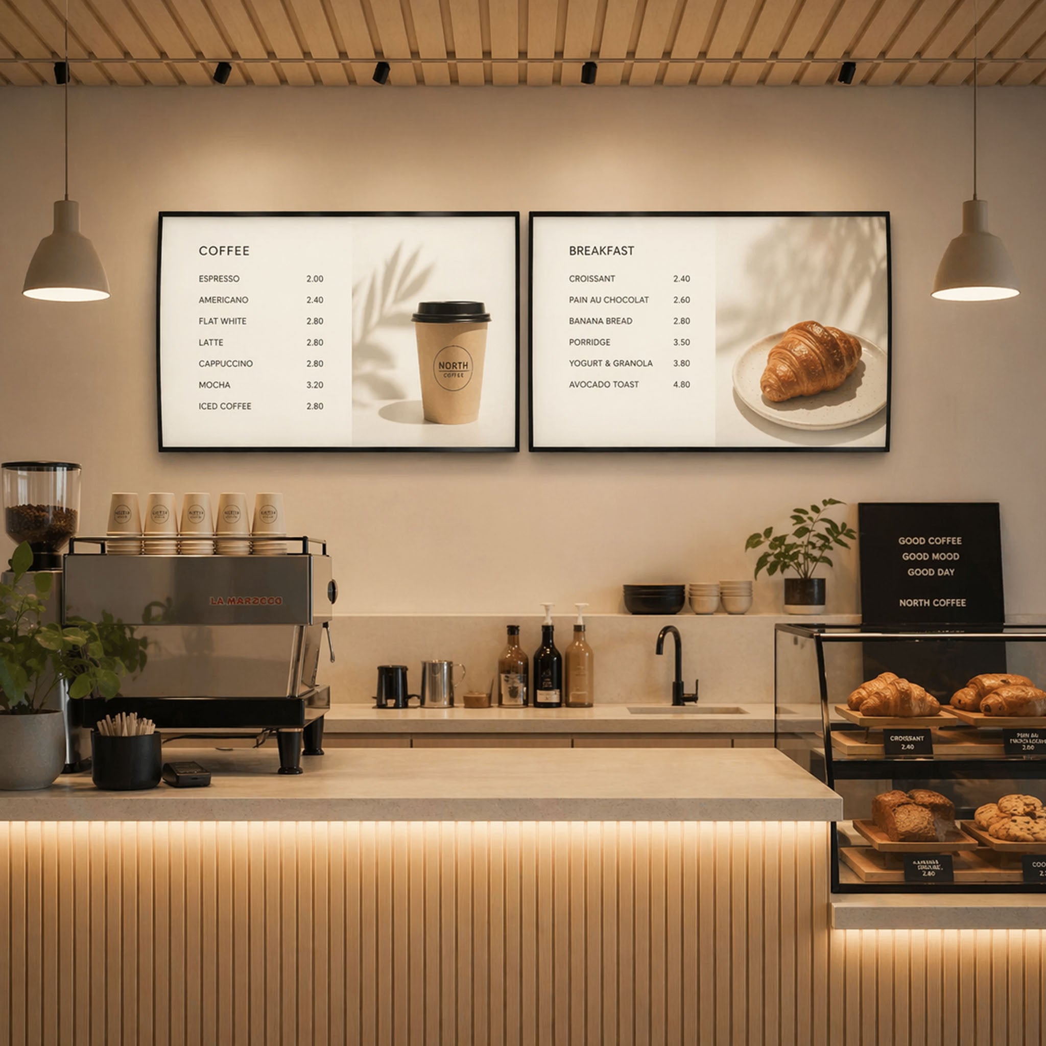 Curved LED Front Illuminated Menu & Poster Lightbox Interior (Design Service Included)