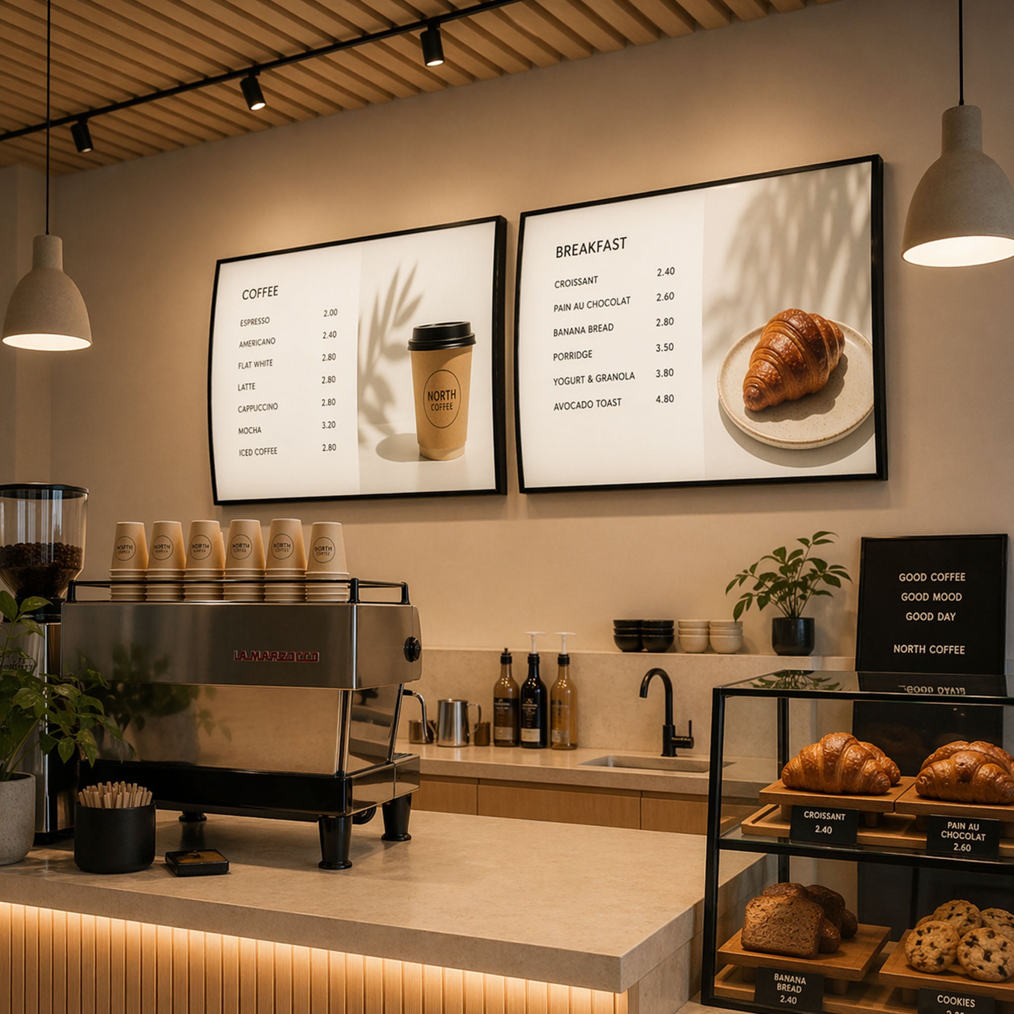 Curved LED Front Illuminated Menu & Poster Lightbox Interior (Design Service Included)