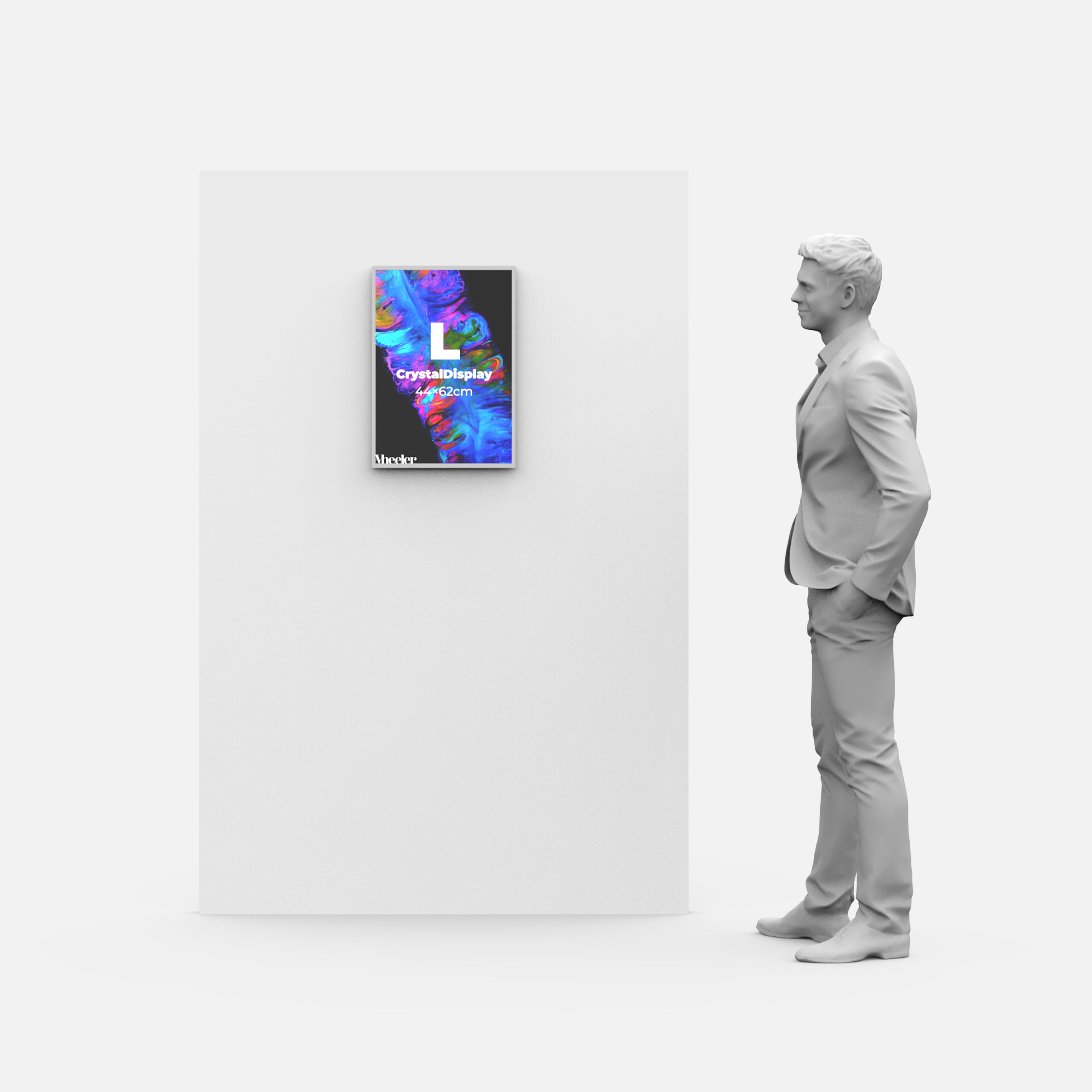 CrystalDisplay Model L 44×62cm – Wall-Mounted LED Illuminated Lightbox, Silver CrystalDisplay Lightbox - Wheeler Display
