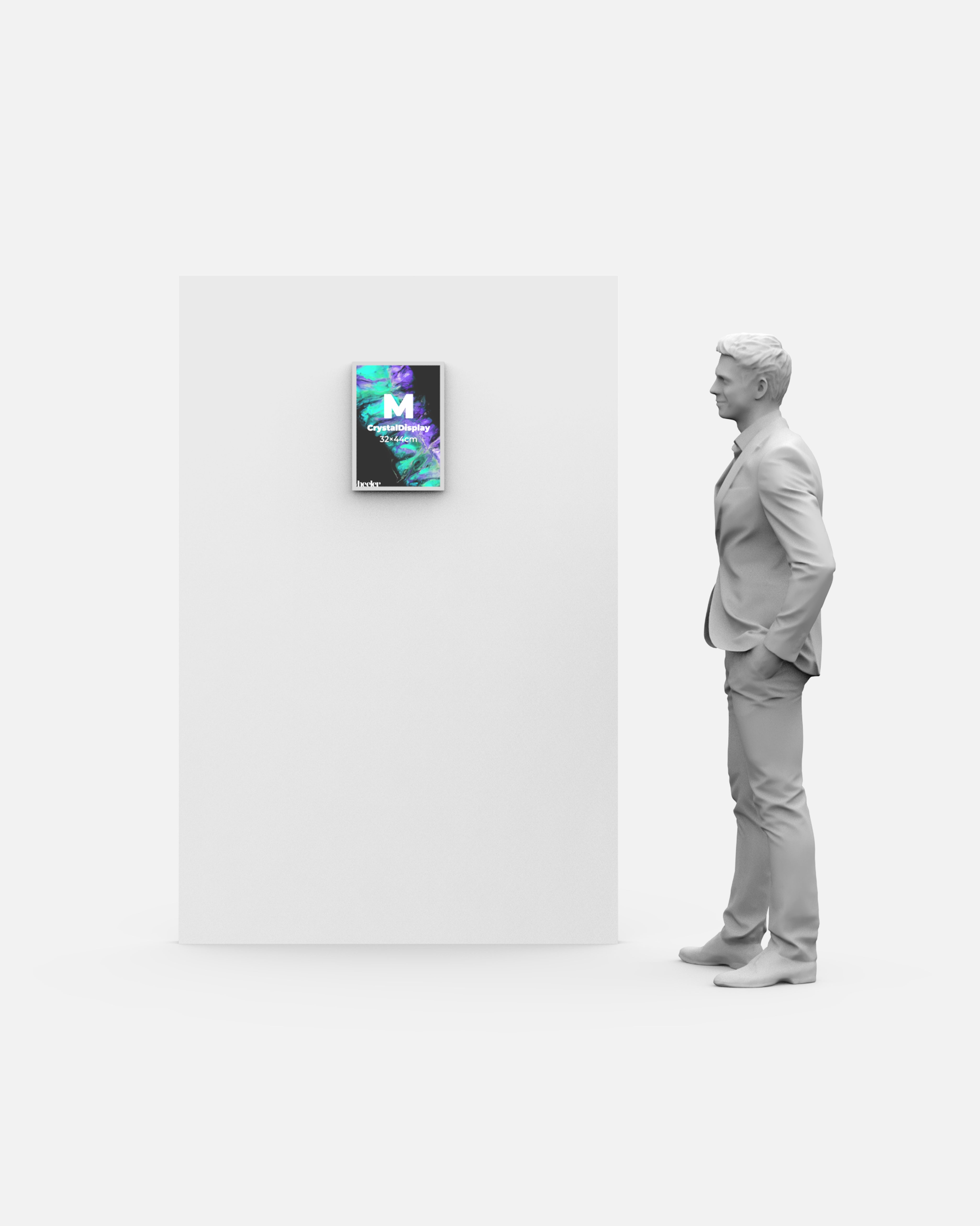 CrystalDisplay Model M 32×44cm – Wall-Mounted LED Illuminated Lightbox, Silver CrystalDisplay Lightbox - Wheeler Display