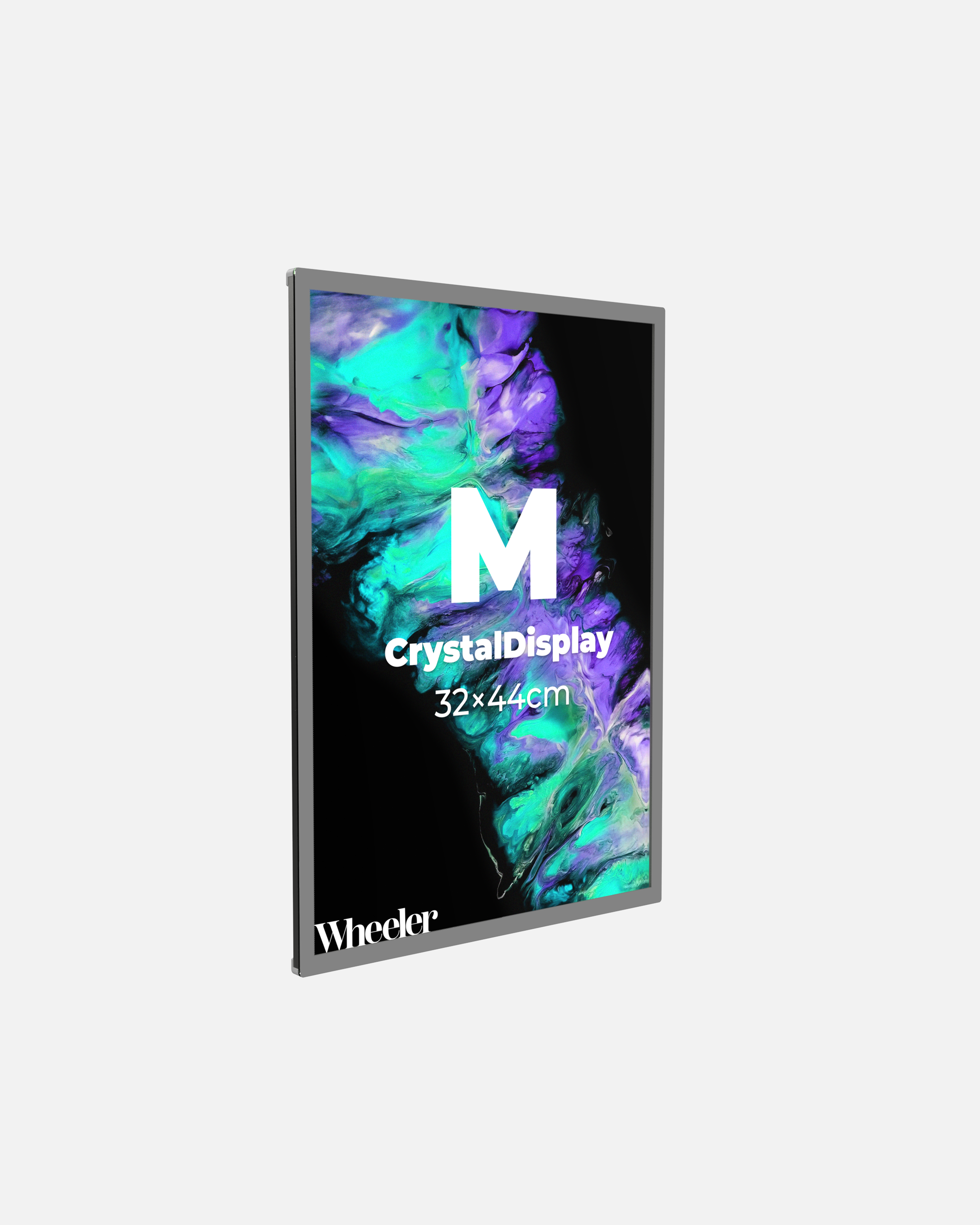 CrystalDisplay Model M 32×44cm – Wall-Mounted LED Illuminated Lightbox, Silver CrystalDisplay Lightbox - Wheeler Display