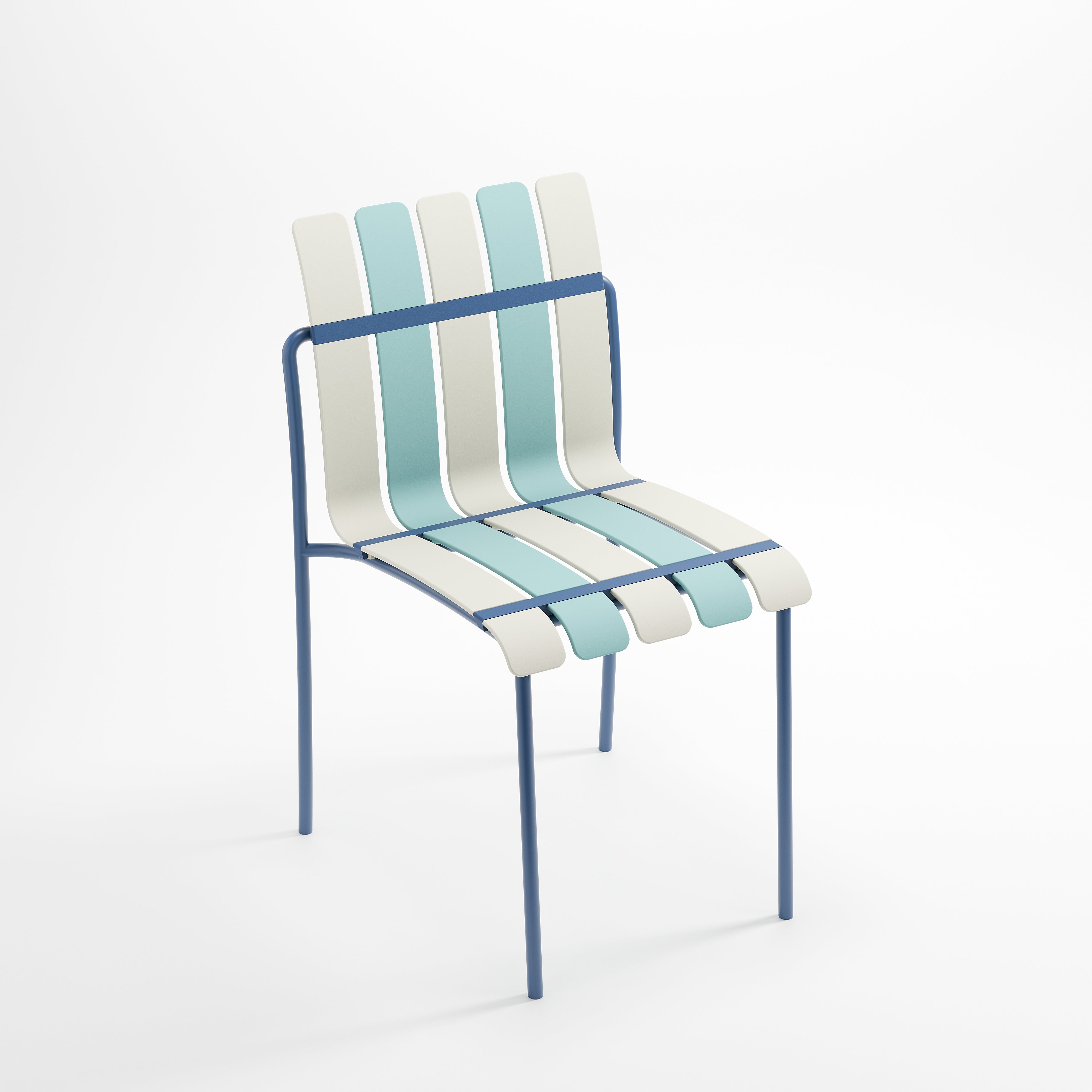 Ondara Outdoor Chair (Sea Blue & White) – Modern Boho Patio Chair Chair - Marcel Olsen