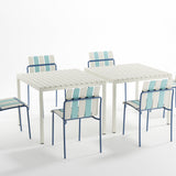 Ondara Outdoor Chair (Sea Blue & White) – Modern Boho Patio Chair Chair - Marcel Olsen