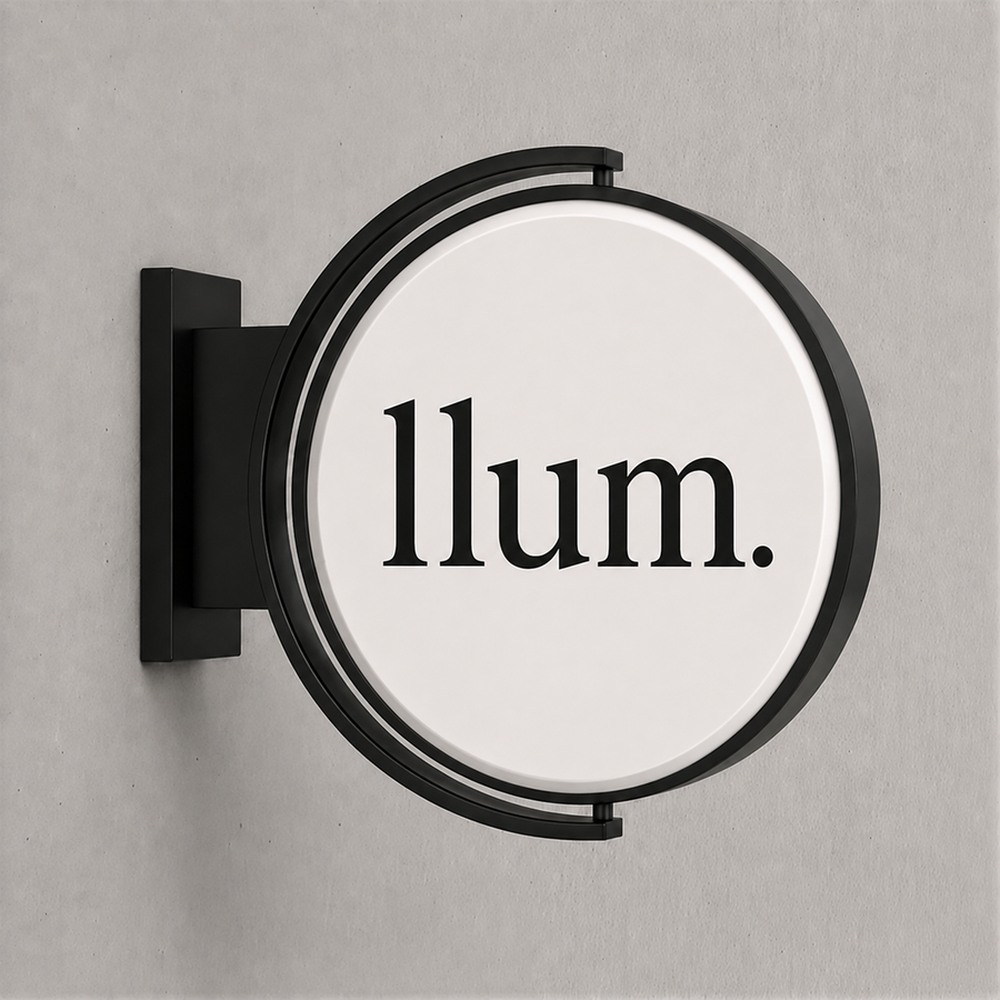 Round LED Sign Lightbox – Exterior – Printing Included – Black / Ø 70 cm (Rotating)