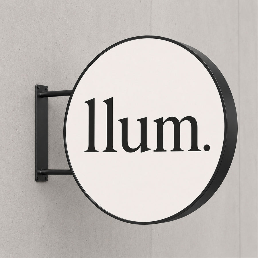 Round LED Sign Lightbox – Exterior – Printing Included – Black / Ø 80 cm