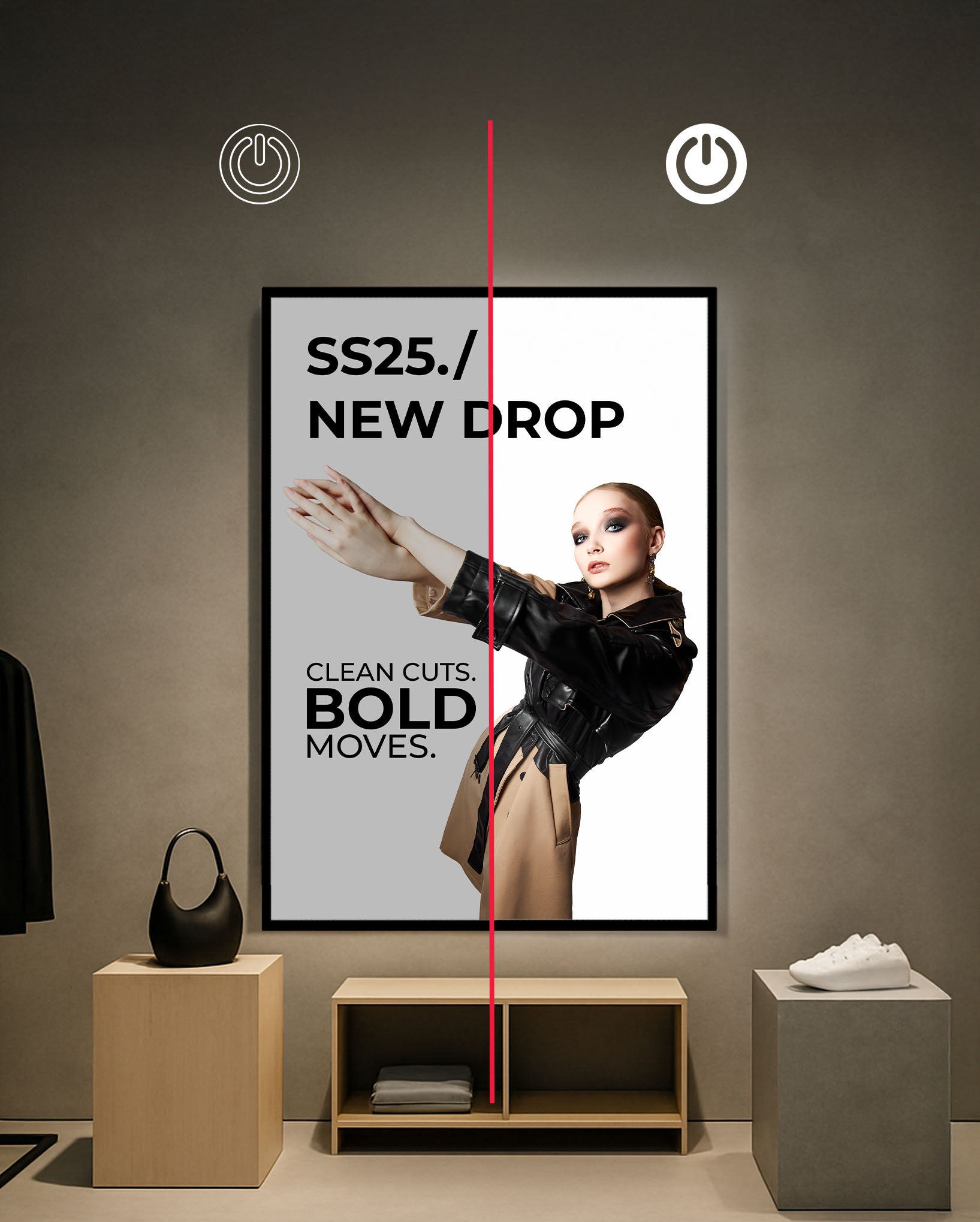 CrystalDisplay Model M 32×44cm – Wall-Mounted LED Illuminated Lightbox, Black CrystalDisplay Lightbox - Wheeler Display