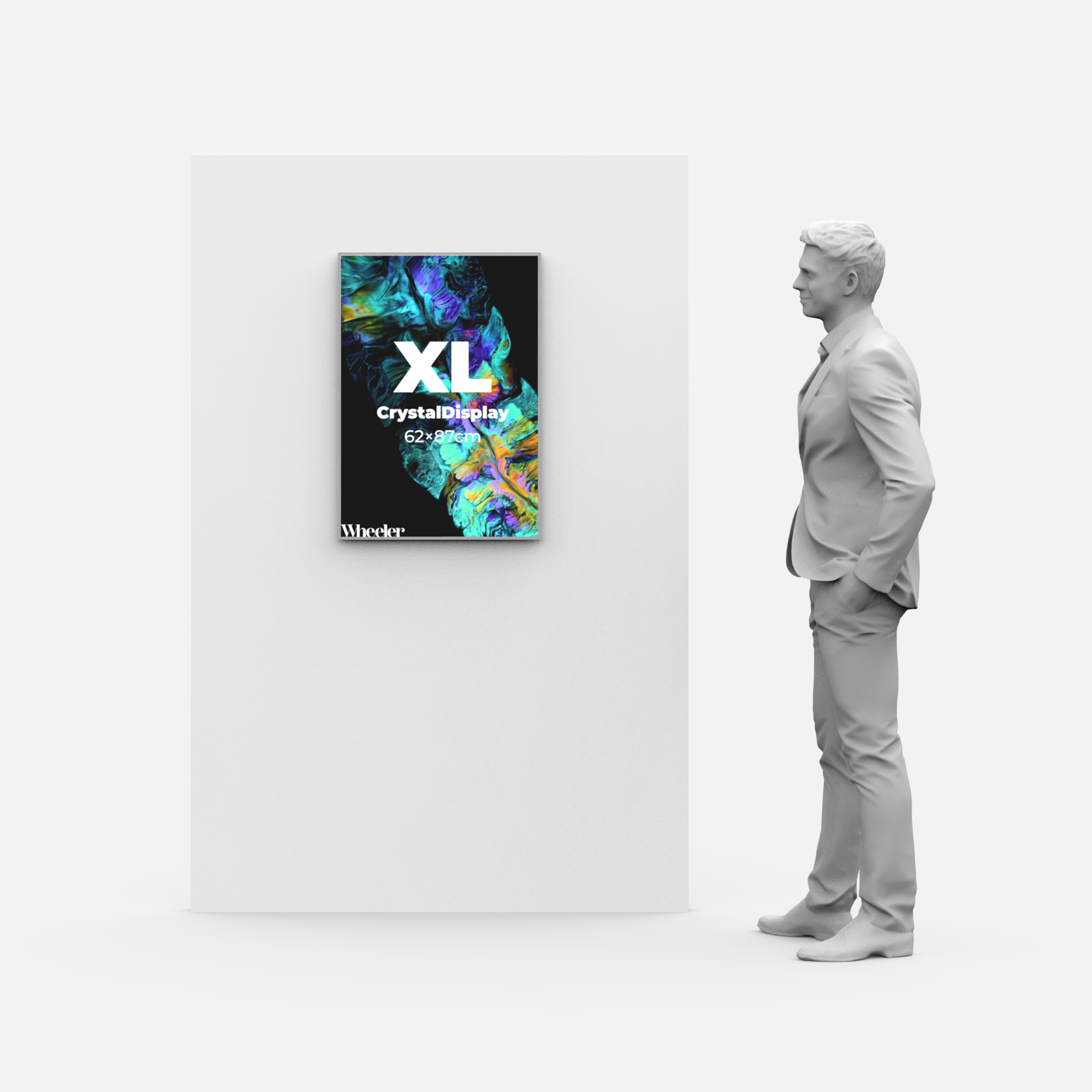 CrystalDisplay Model XL 62×87cm – Wall-Mounted LED Illuminated Lightbox, Silver CrystalDisplay Lightbox - Wheeler Display