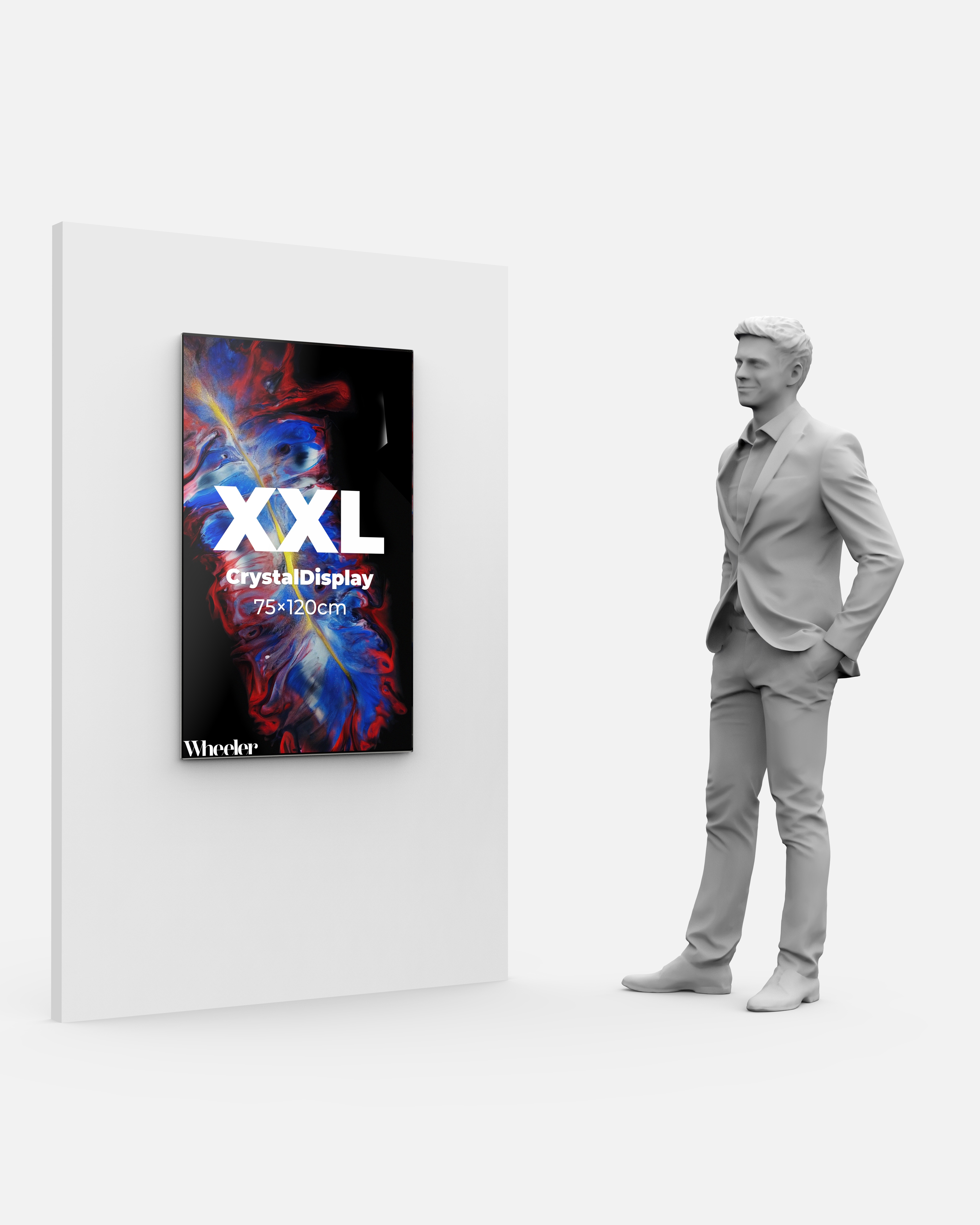 CrystalDisplay Model XXL 75x120cm - Wall-Mounted LED Illuminated Lightbox, Black CrystalDisplay Lightbox - Wheeler Display