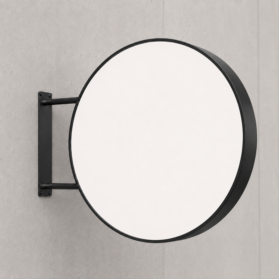 Round LED Sign Lightbox – Exterior – Without Printing – Black / Ø 100 cm