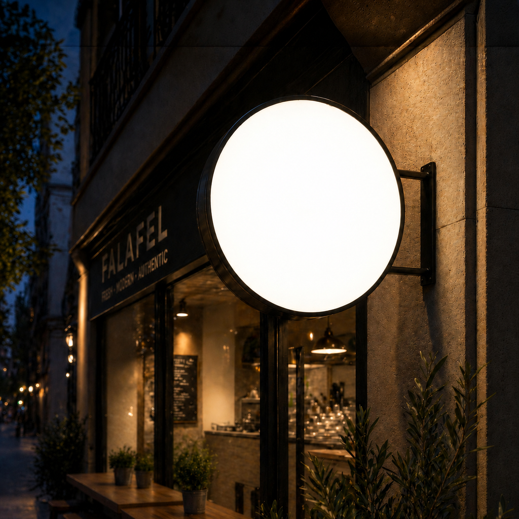 Unprinted white face — RoundLEDLightboxSignExterior-Black 3 outdoor round LED sign