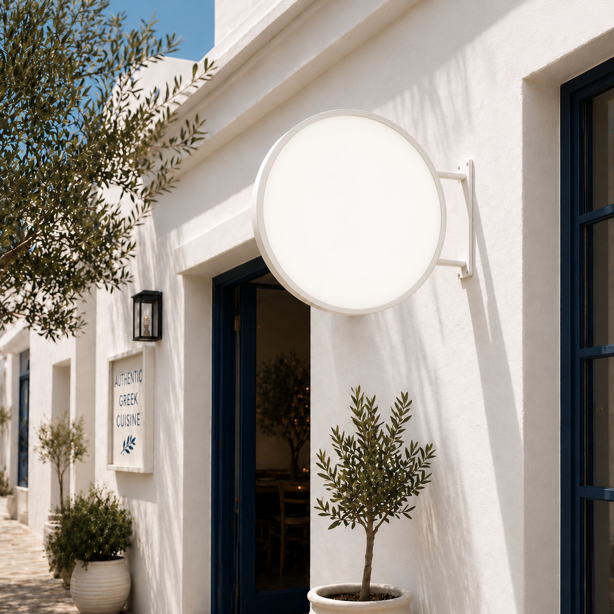Unprinted white face — RoundLEDLightboxSignExterior-White 1 outdoor round LED sign