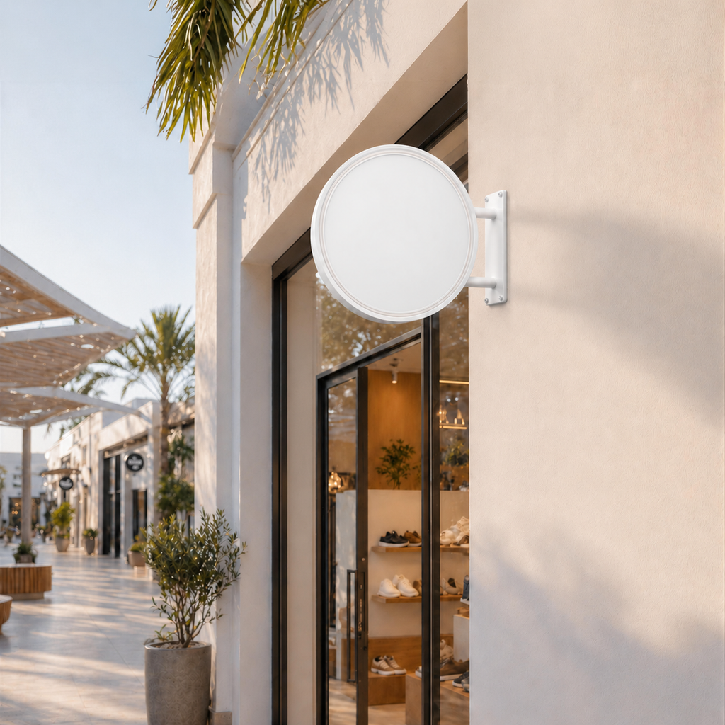 Unprinted white face — RoundLEDLightboxSignExterior-White 5 outdoor round LED sign