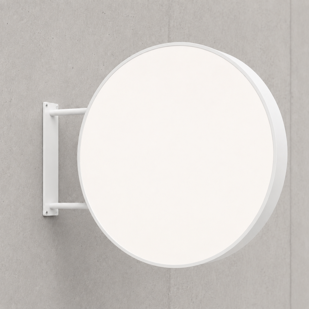 Unprinted white face — RoundLEDLightboxSignExterior-White100 outdoor round LED sign