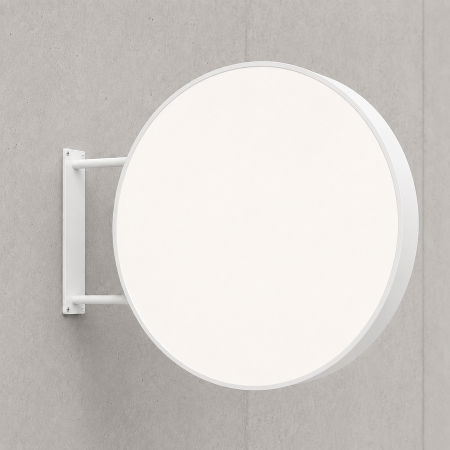 Round LED Sign Lightbox – Exterior – Without Printing – White / Ø 100 cm