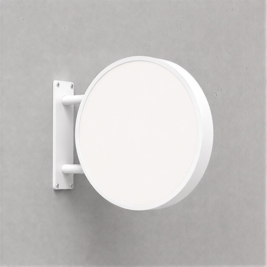 Round LED Sign Lightbox – Exterior – Without Printing – White / Ø 40 cm