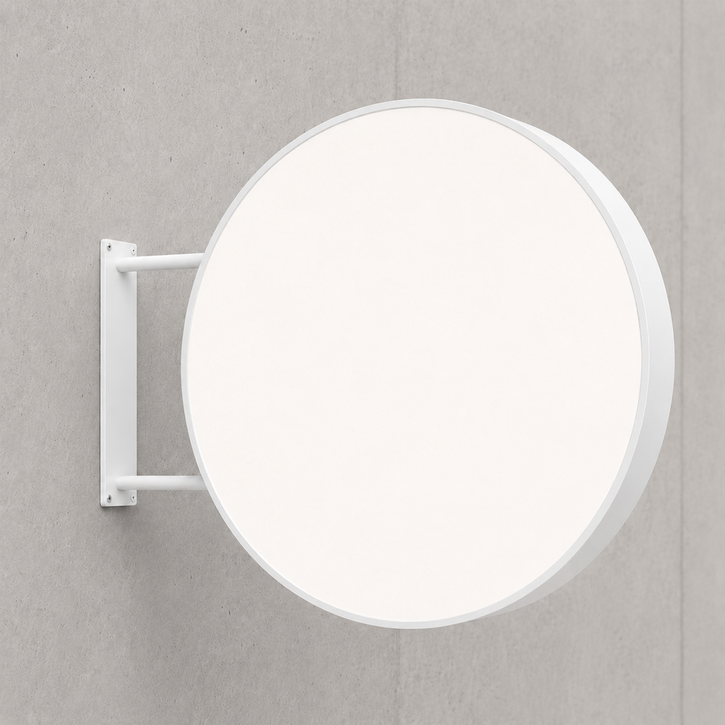 Unprinted white face — RoundLEDLightboxSignExterior-White80 outdoor round LED sign