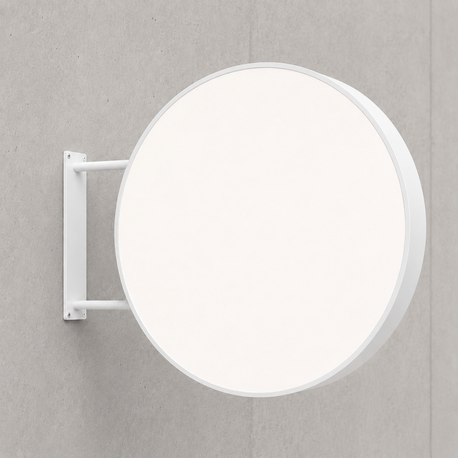 Round LED Sign Lightbox – Exterior – Without Printing – White / Ø 80 cm