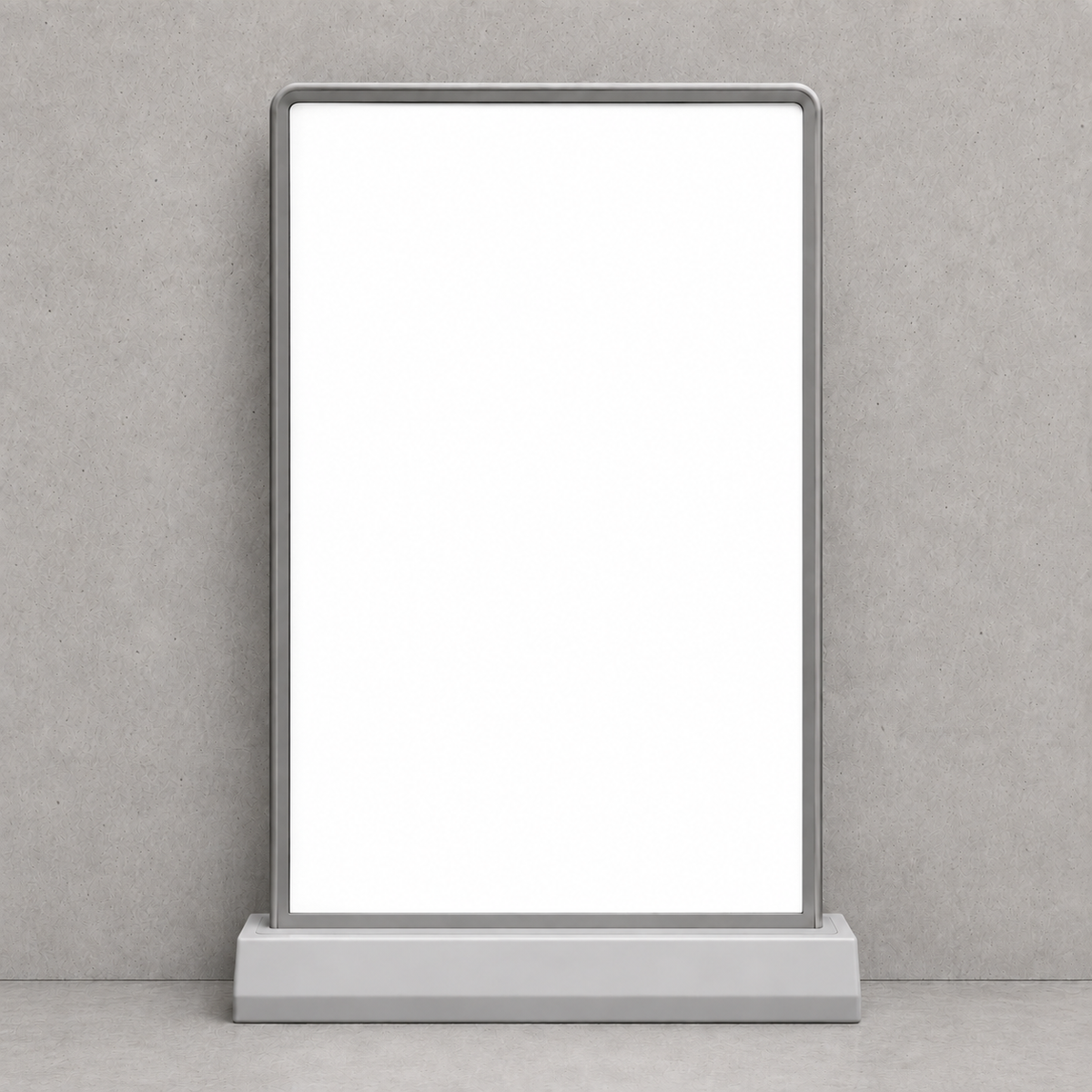 Rechargeable countertop LED lightbox with plain white panel, front view