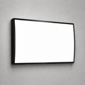 Curved LED menu lightbox without printing, large size, angled view on concrete wall