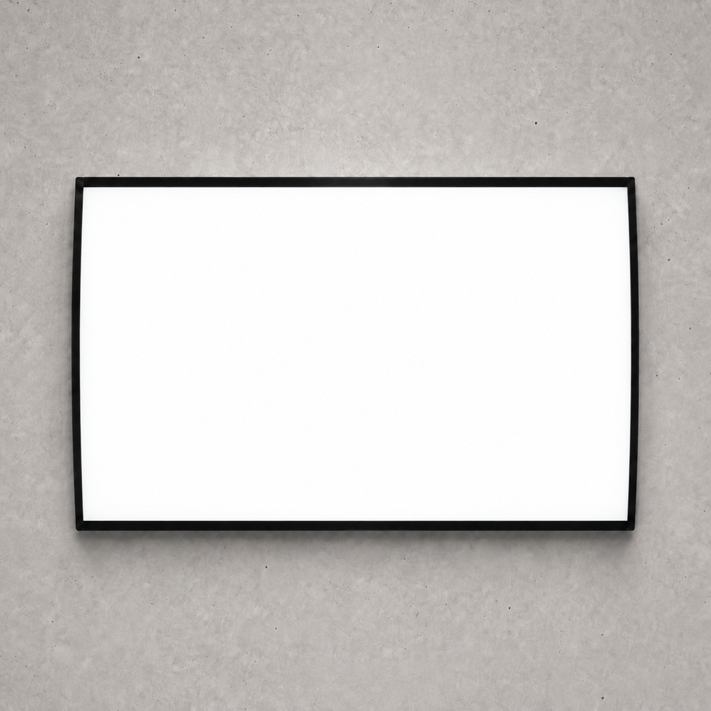 Curved LED menu lightbox without printing, large size, front view on concrete wall