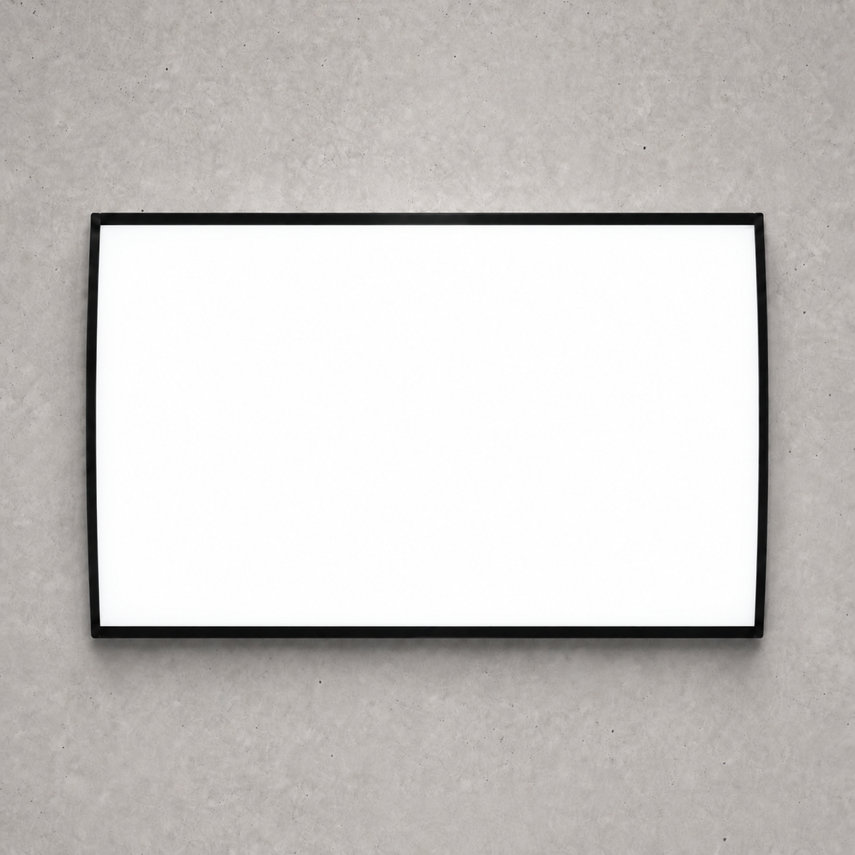Curved LED menu lightbox without printing, large size, front view on concrete wall