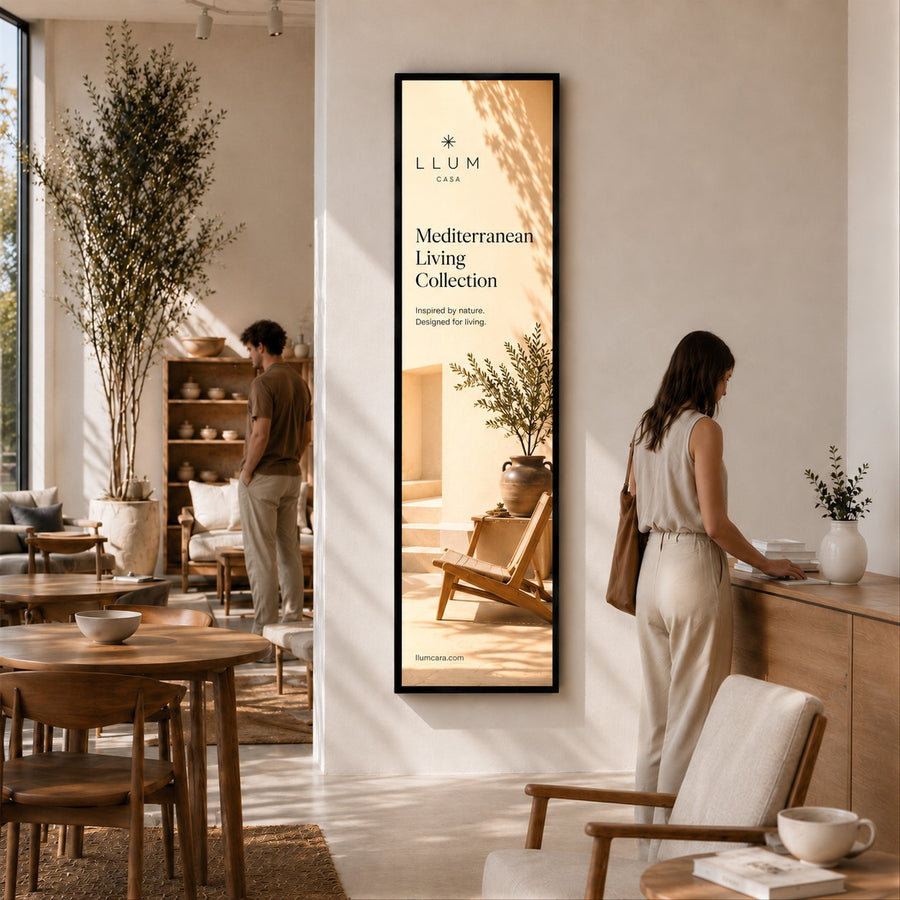 Professional LED Lightbox – Interior – Printing Included – Black / Large Format LFXL (195 × 50 cm)