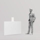 Caixa de Luz LED / Vidro + Alumínio / S (32×24 cm A4) / Balcão / Recarregável / Dupla Face