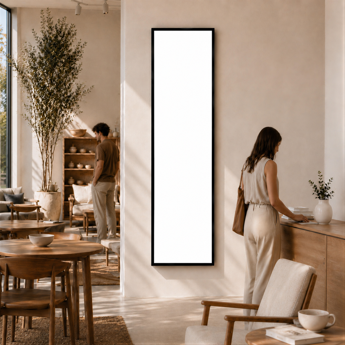 Professional LED lightbox without printing – Black / Large Format LFXL (195 × 50 cm) – blank white display