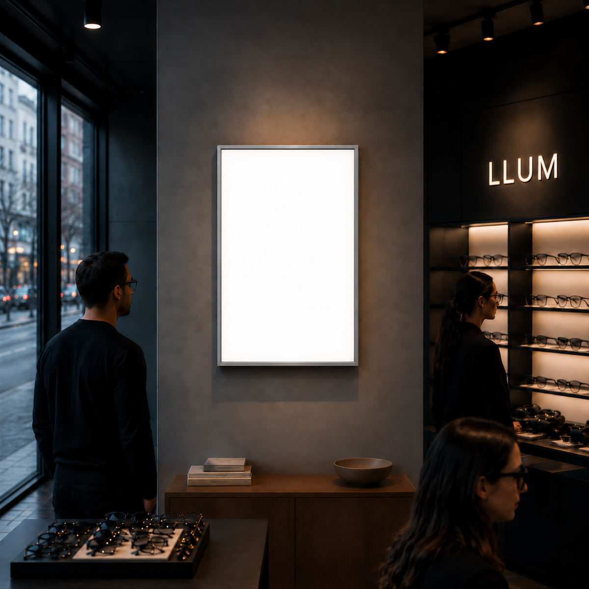 Professional LED lightbox without printing – Silver / A2 L (60 × 43 cm) – blank white display