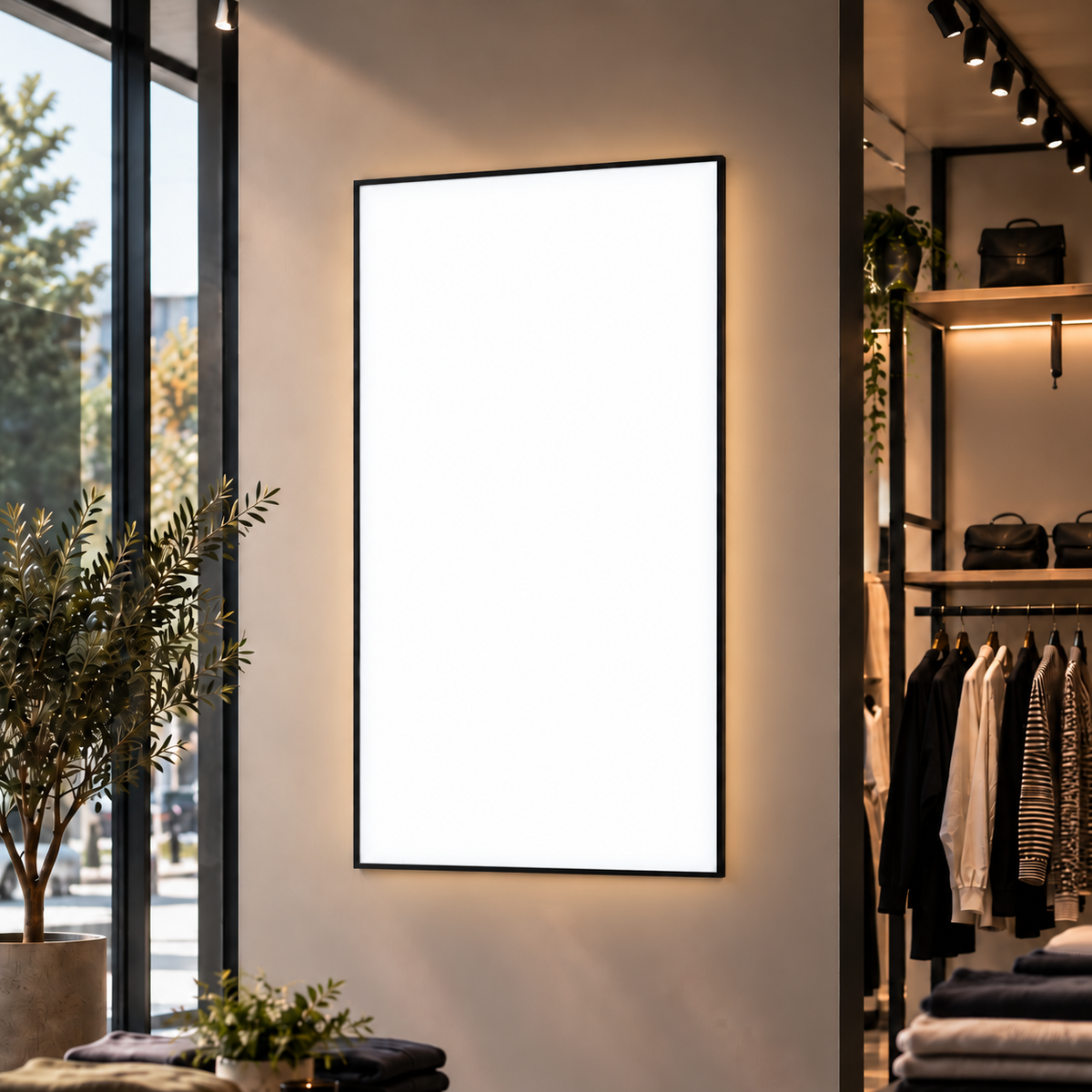 Professional LED lightbox without printing – Black / Large Format XXL (120 × 75 cm) – blank white display